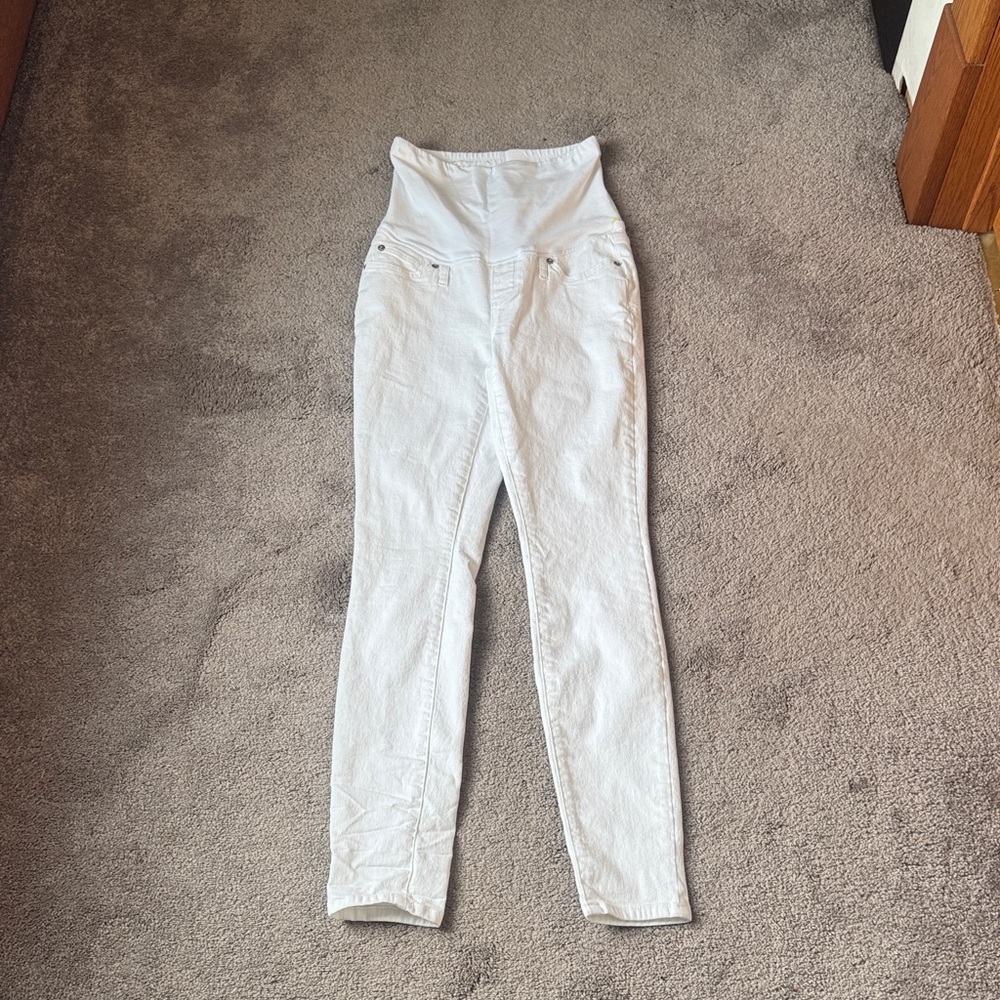 GAP White Maternity Skinny Jeans Over Belly Stretch Denim Pants SIZE 2 Long